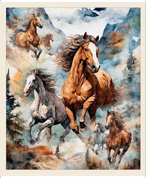 RUNNING WILD HORSE PANEL 43" X 36"