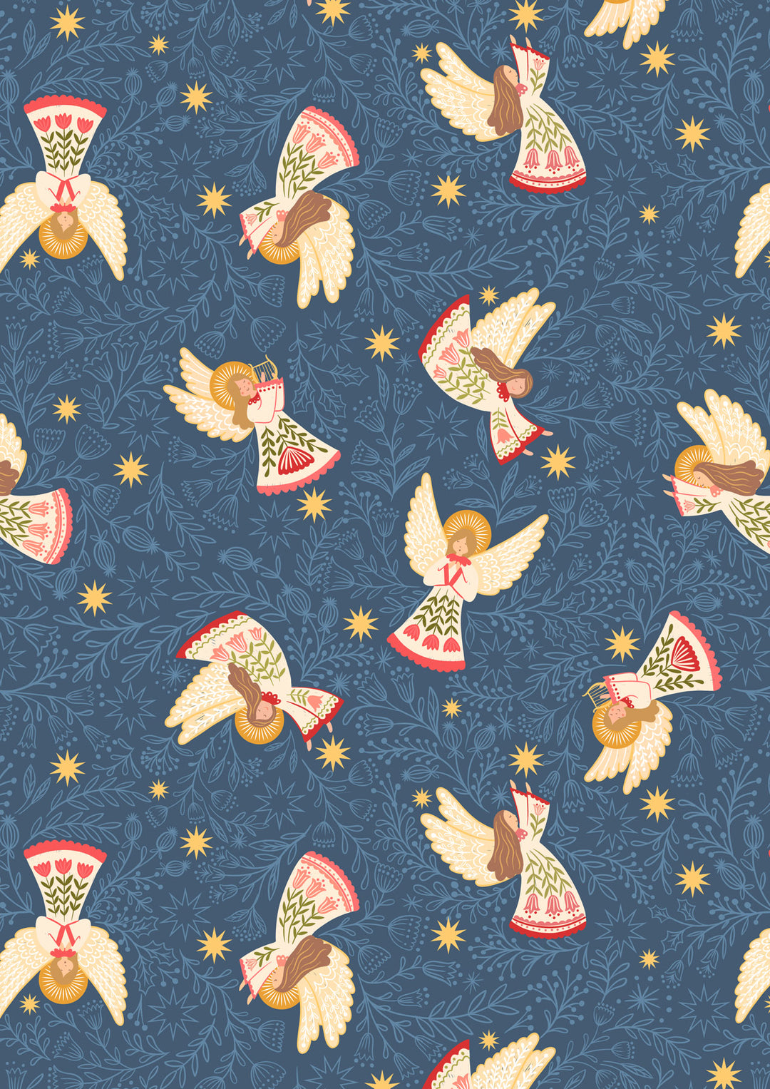 PEACE AND JOY LITTLE HOST OF ANGELS ON BLUE