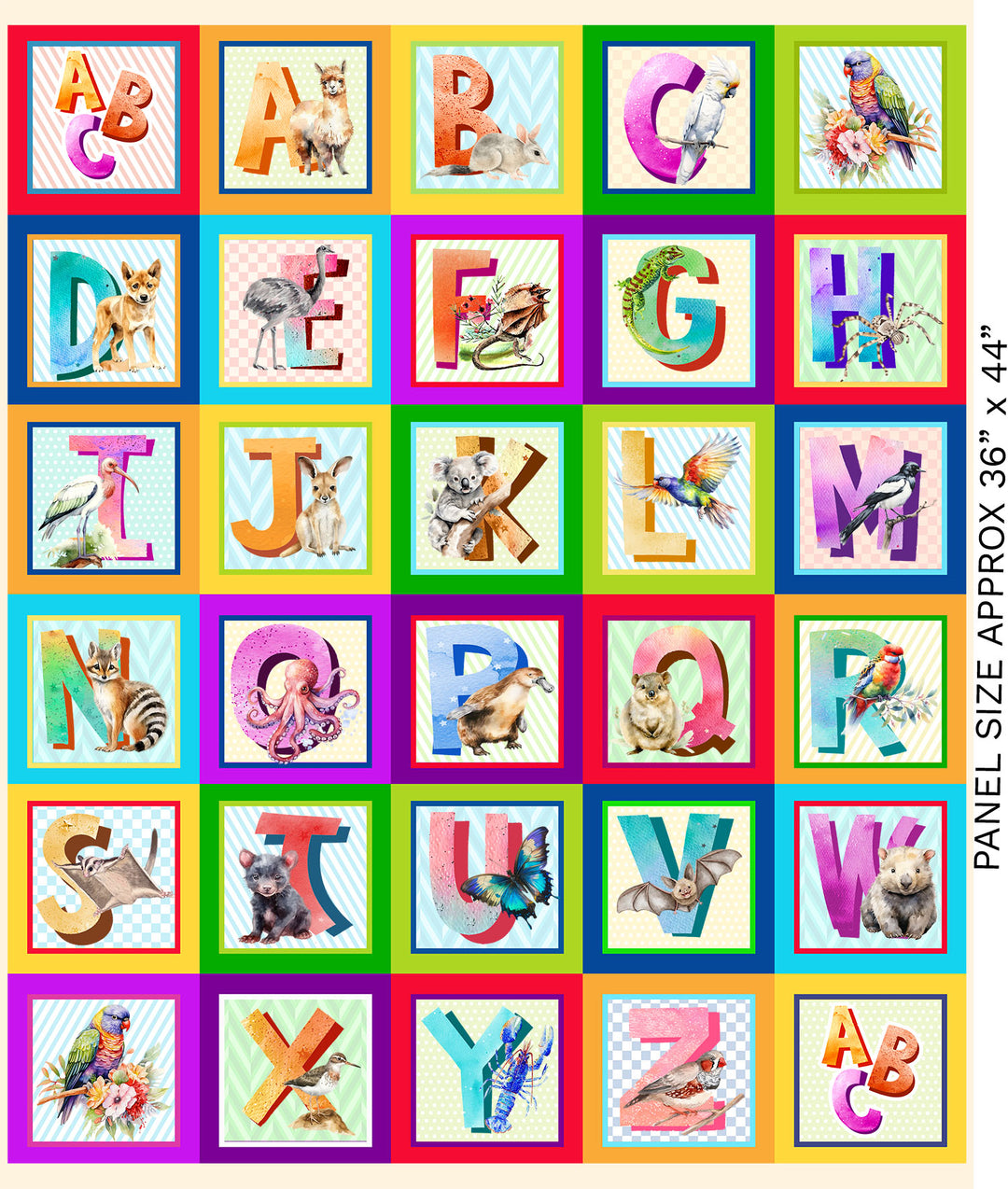 A IS FOR AUSSIE 36 INCH ALPHABET PANEL