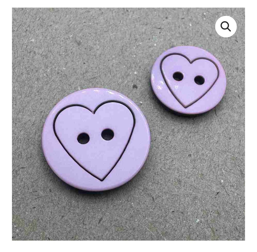 TERRIES BUTTONS SHINY HEART 2 HOLE 15MM 66