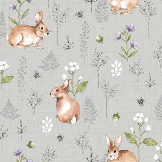 WOODLAND 101 RABBITS GREY