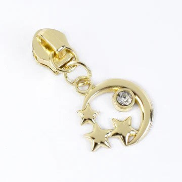 ZIPPER MOON AND STAR PULLER GOLD