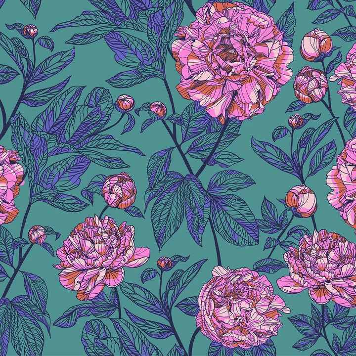 INDELIBLE PEONY JADE 108" - WIDE BACK