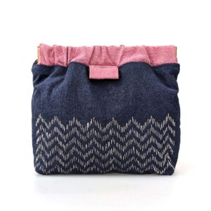 SASHIKO FLEX FRAME PURSE KIT SUGI-ZASHI NAVY
