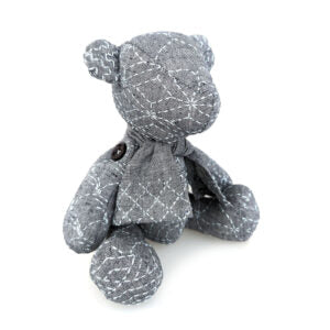 SASHIKO CLOTH TEDDY BEAR BLACK