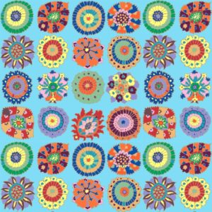 KAFFE FASSETT FEB 2023 - SKY BLUE W COLOURED FLOWER