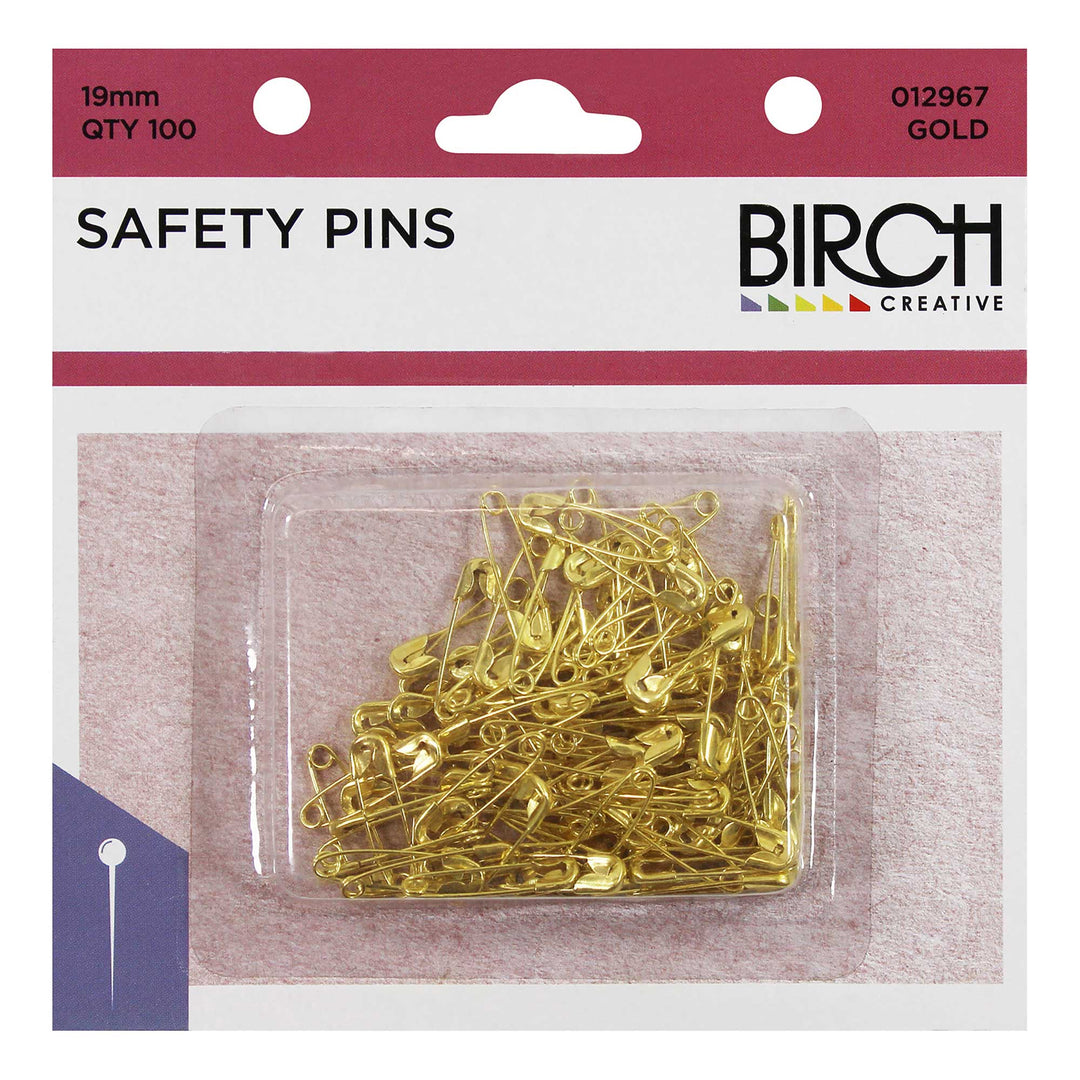SAFETY PINS 19MM 100PC GOLD