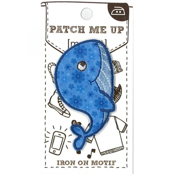 MOTIF IRON-ON WHALE BLUE