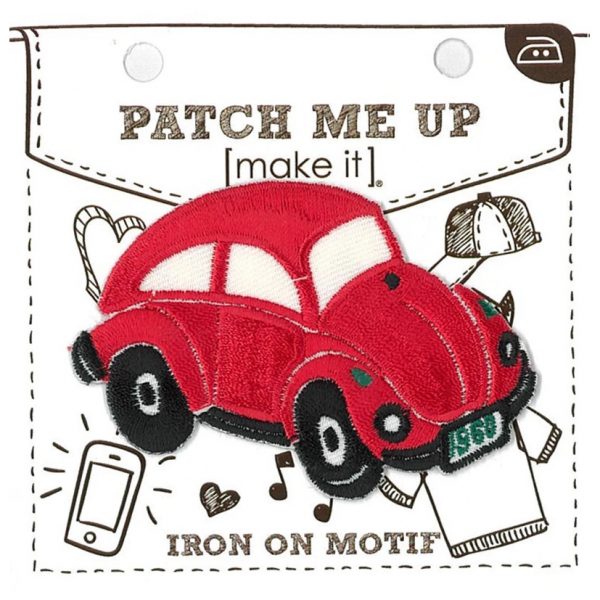 IRON ON MOTIF - RED BEETLE CAR