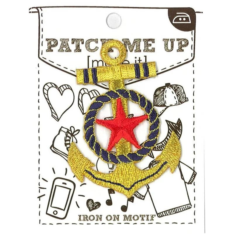 IRON ON MOTIF - GOLD ANCHOR/STAR