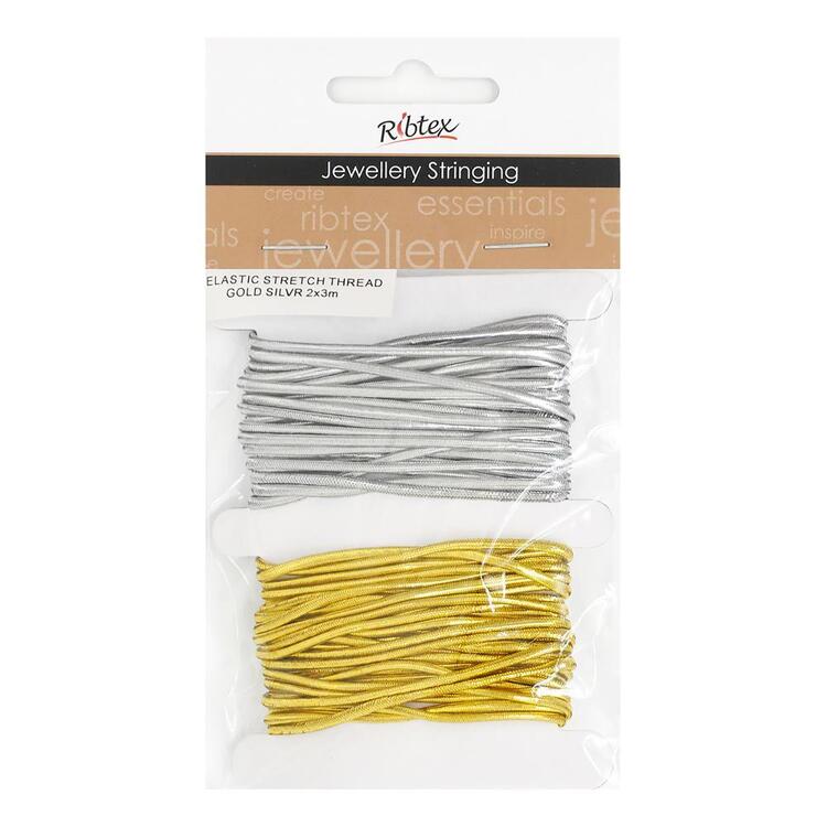 ELASTIC STRETCH THREAD GOLD SILVR 2 X 3M