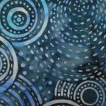 BATIK DOTS AND DASHES - DARK GREEN WITH LIGHT BLUE CIRCLES