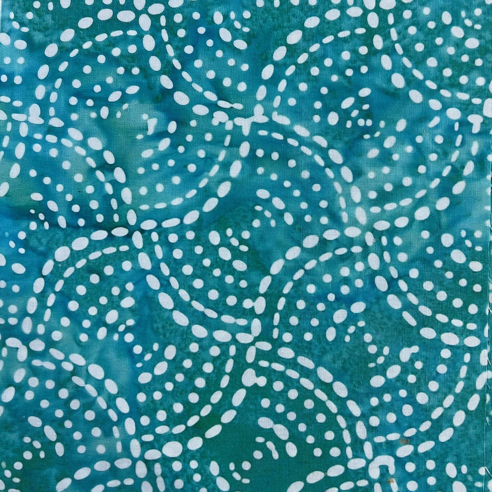 BATIK DOTS AND DASHES - GREEN W WHITE DOTTED SWIRLS