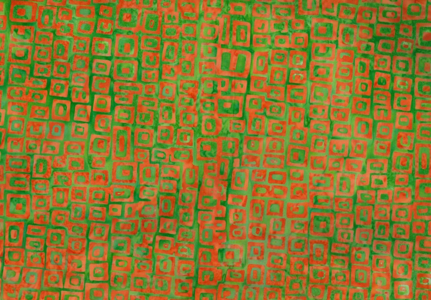 BATIK SQUARES ORANGE-GREEN BG