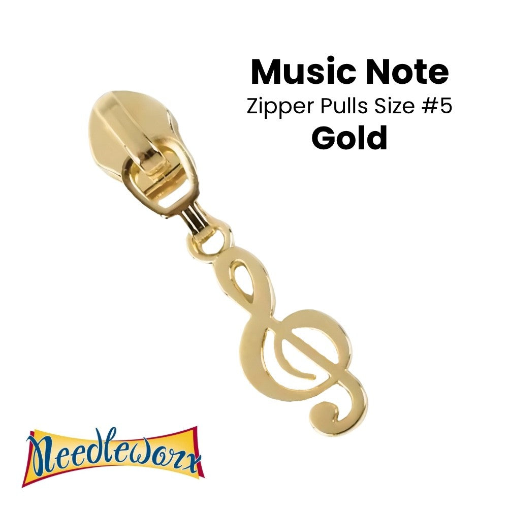 ZIPPER PULL #5 MUSIC NOTE GOLD