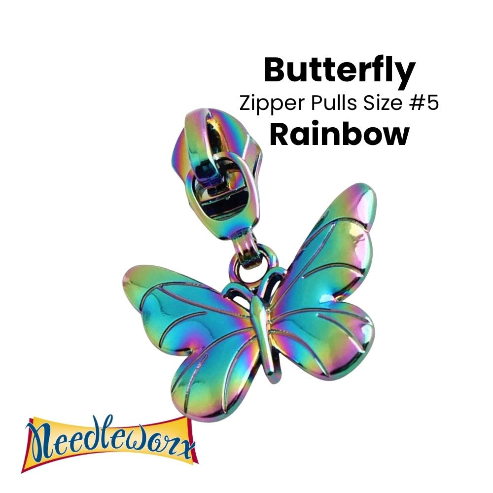 ZIPPER PULL #5 BUTTERFLY RAINBOW