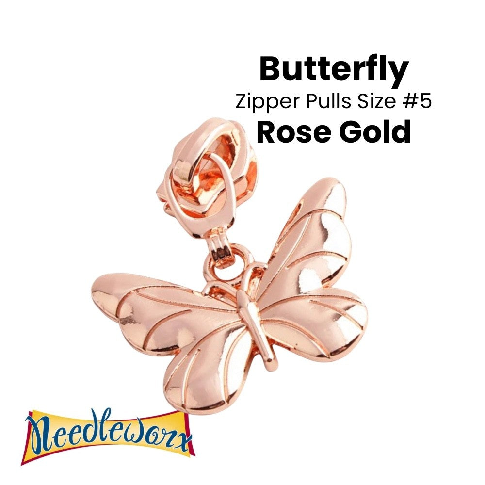 ZIPPER PULL #5 BUTTERFLY ROSE GOLD
