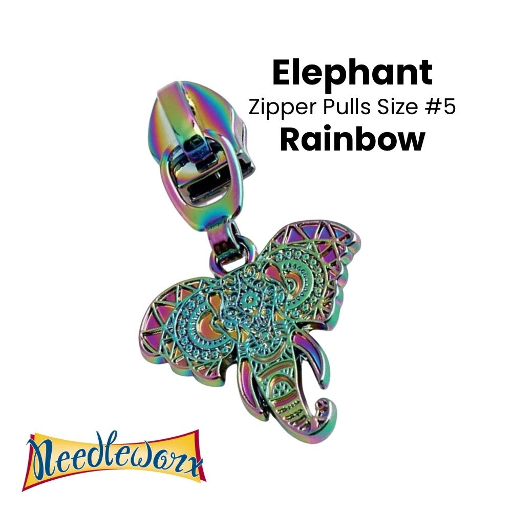 ZIPPER PULL #5 ELEPHANT RAINBOW