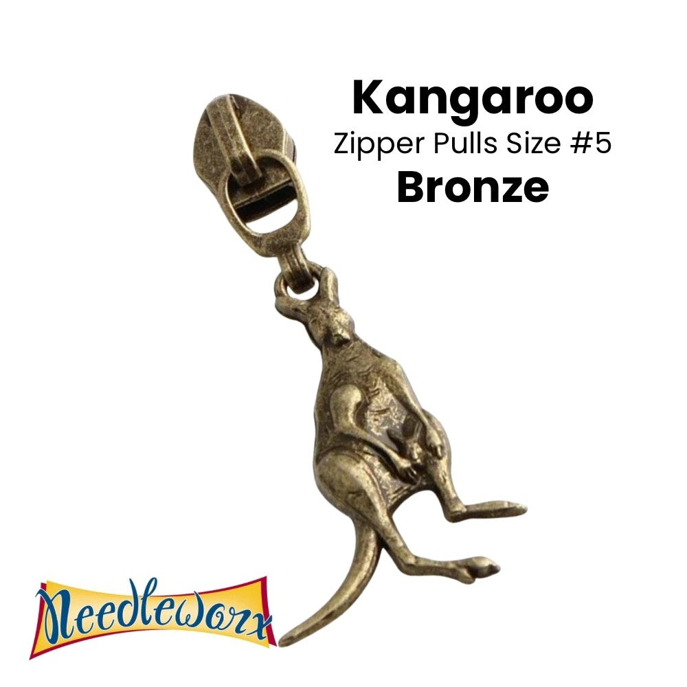 ZIPPER PULL #5 KANGAROO BRASS