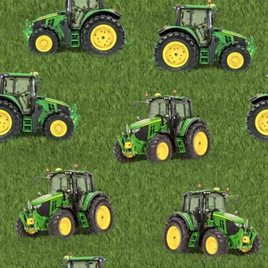 FARM MACHINES II GREEN TRACTORS ALLOVER CROP LARGE