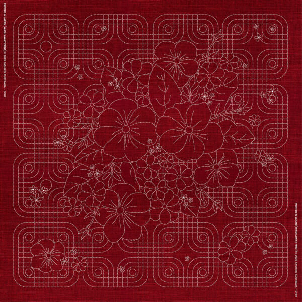SASHIKO BLOSSOM BOUTIQUE GEOMETRIC 100CM X 100CM CHERRY RED