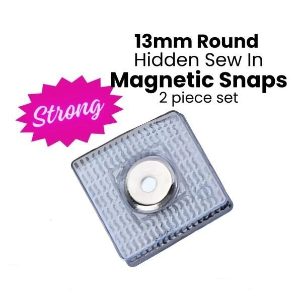 MAGNETIC SNAPS HIDDEN SEW IN 13MM ROUND - 2 PIECE SET