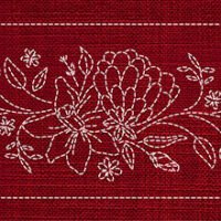 SASHIKO WILDFLOWER BOUQUET RUNNER 93.3CM X 14CM CHERRY RED