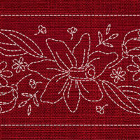 SASHIKO DAFFODIL RUNNER 72.5CM X 14CM CHERRY RED