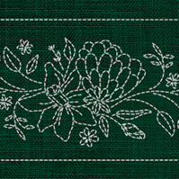 SASHIKO WILDFLOWER BOUQUET RUNNER 93.3CM X 14CM GREEN