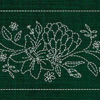 SASHIKO WILDFLOWER BOUQUET RUNNER 5 - GREEN 93.3CM X 14CM