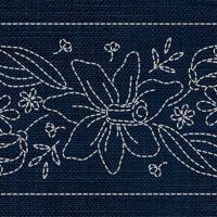 SASHIKO WILDFLOWER DAFFODIL RUNNER 6 - INDIGO 72.5CM X 14CM