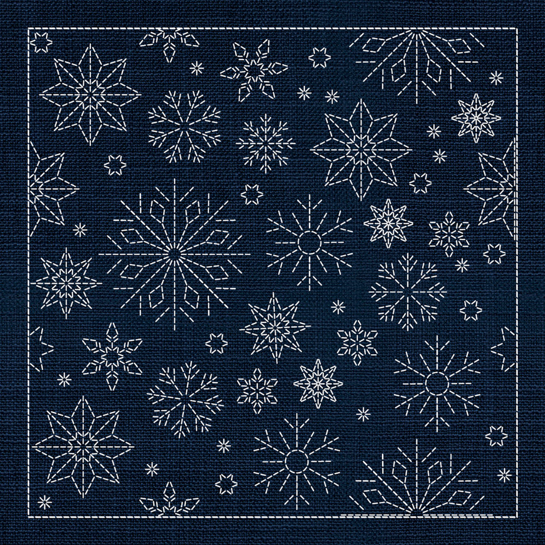 SASHIKO SNOWFLAKES 33CM X 33CM INDIGO