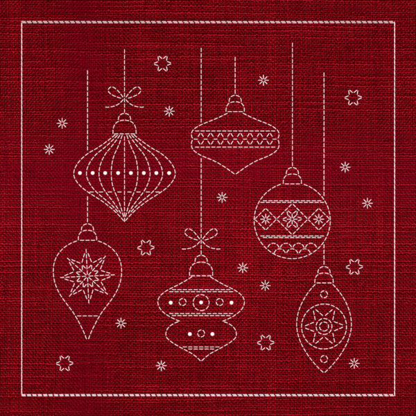 SASHIKO CHRISTMAS DECORATIONS 33CM X 33CM CHERRY RED