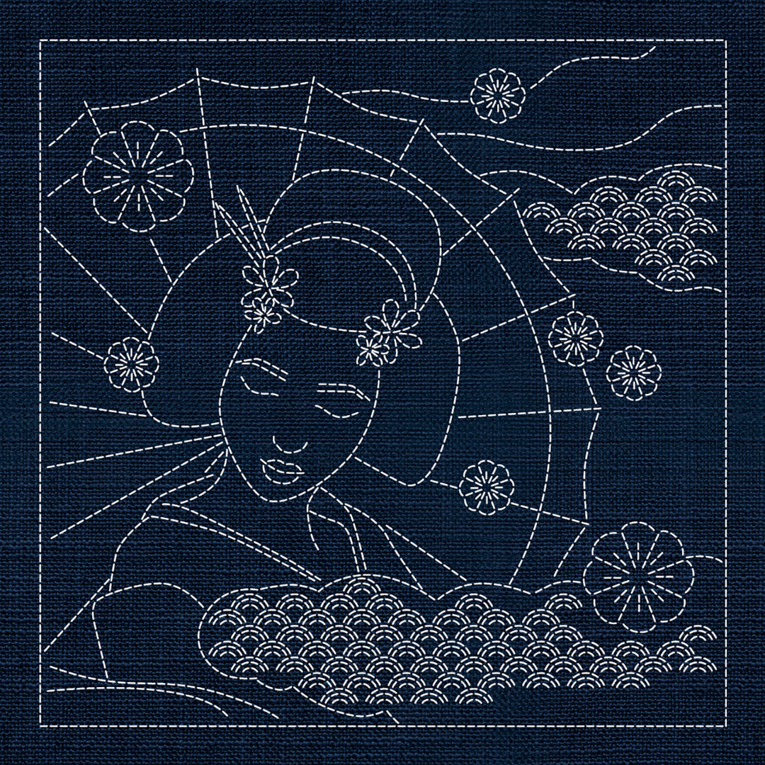 SASHIKO GEISHA 33CM X 33CM INDIGO