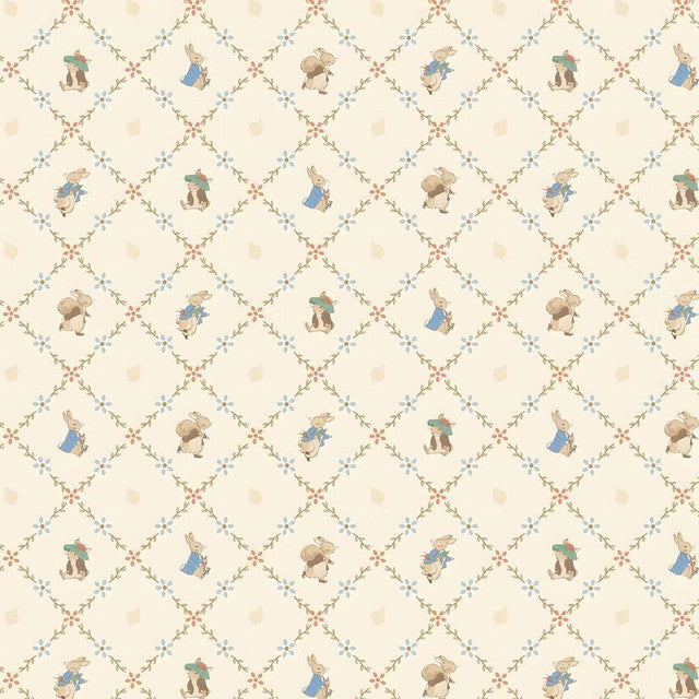 PETER RABBIT & BENJAMIN BUNNY LATTICE CREAM - RILEY BLAKE DESIGNS