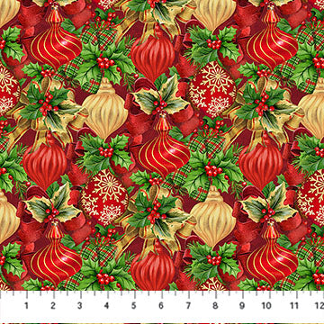 DECK THE HALLS BAUBLES RED MULTI