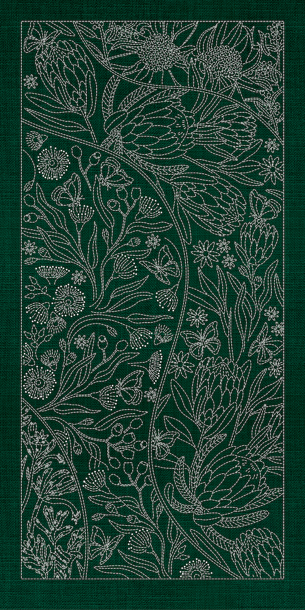 SASHIKO AU NATIVE FLOWERS 8 PANEL - GREEN