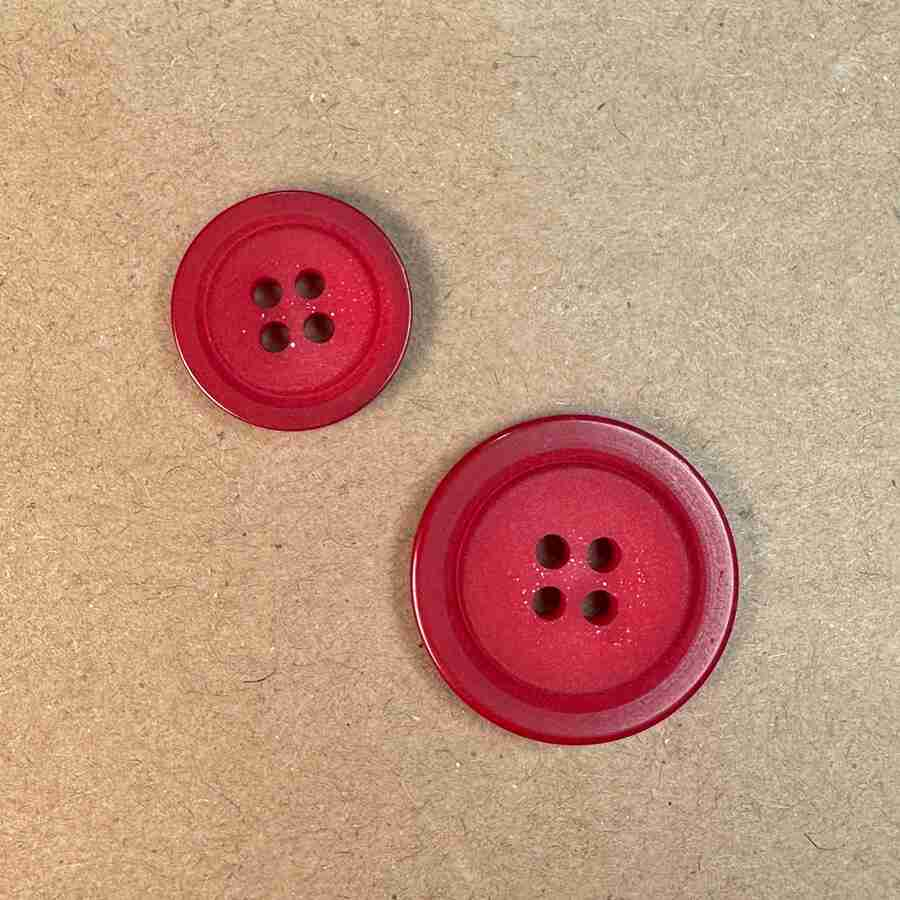 TERRIES BUTTONS 4 HOLE MATT S/T 23MM RED