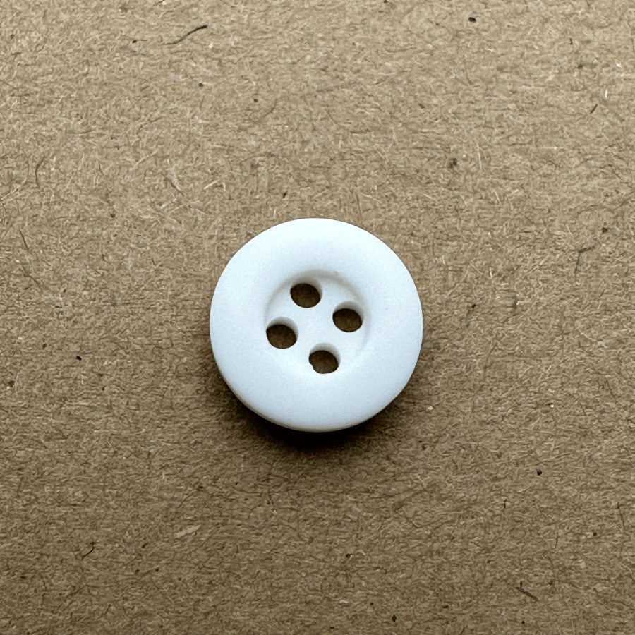 TERRIES BUTTONS 4 HOLE MATT RAISED EDGE 12MM WHITE