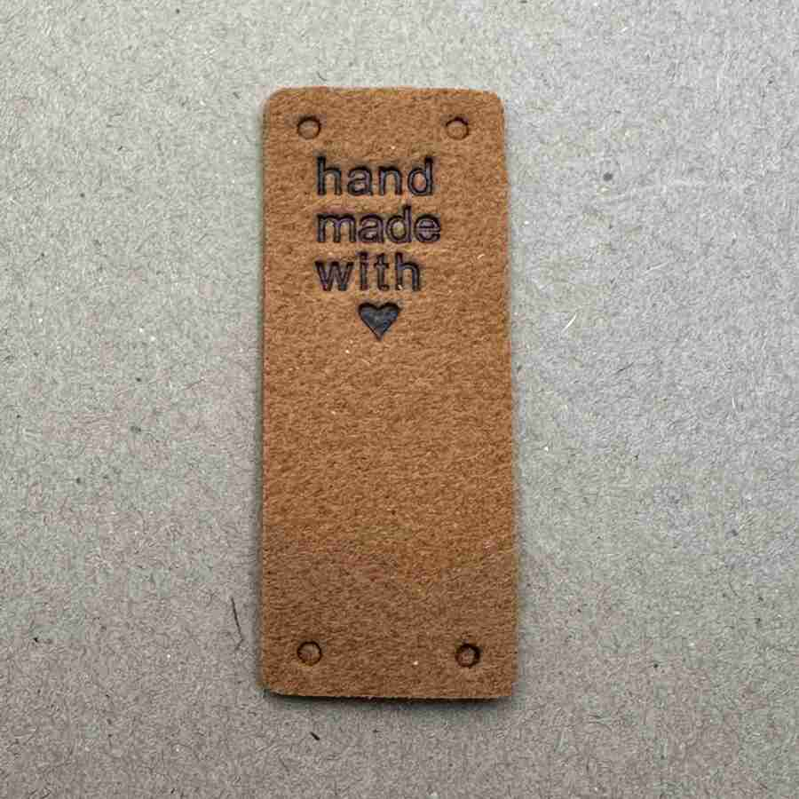 HANDMADE WITH LOVE TAG RECTANGLE BROWN