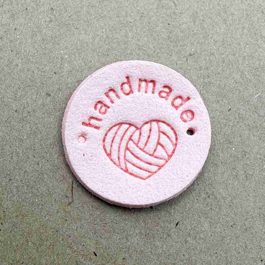 HANDMADE WITH LOVE TAG CIRCLE PINK
