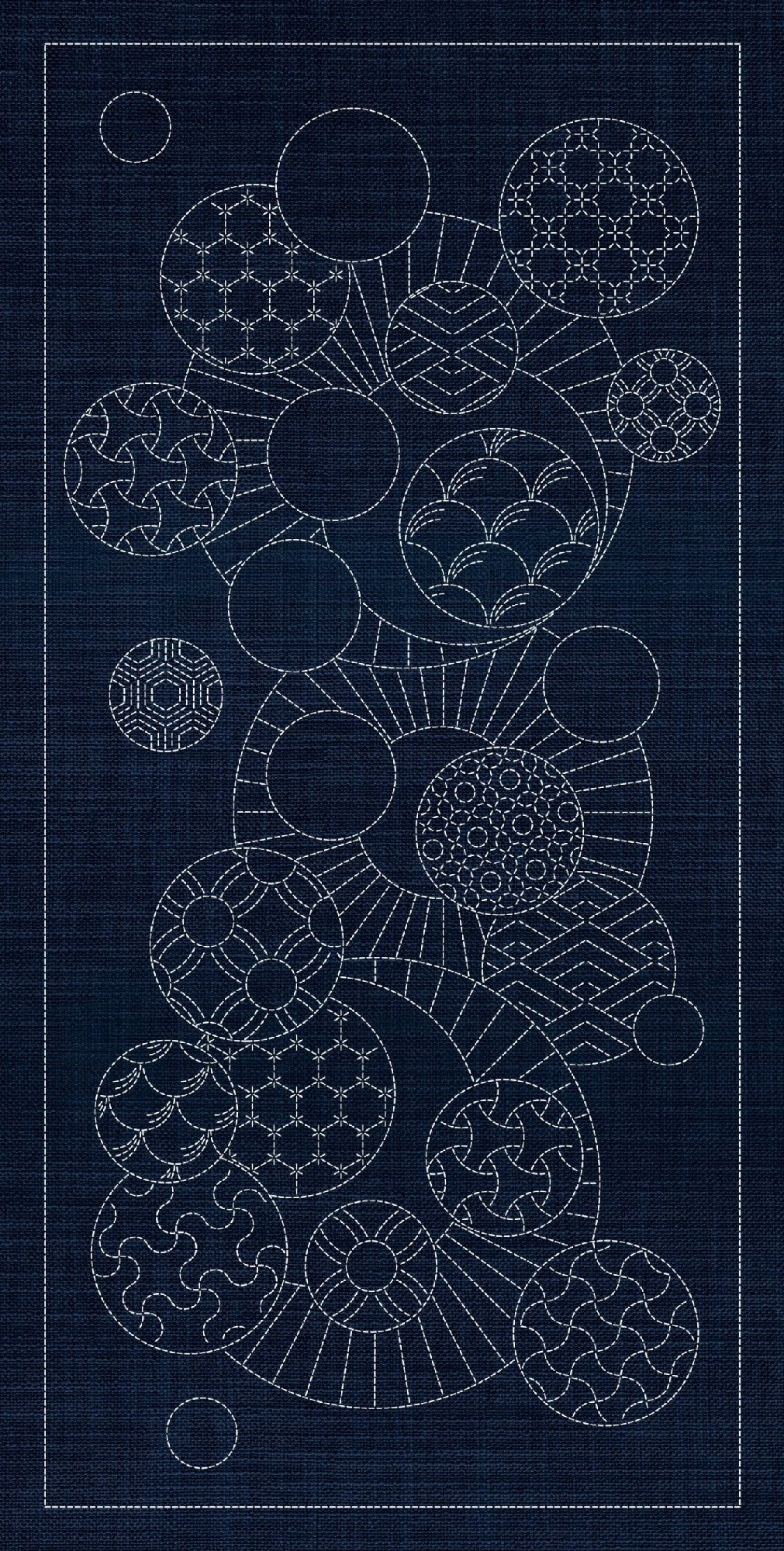 SASHIKO GEOMETRIC CIRCLES 1 - INDIGO