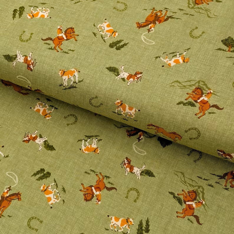 OLD WESTERN FEED SACK PRINT GREEN - VANCET
