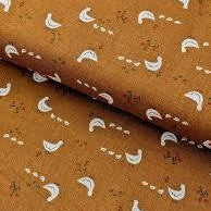 FARMYARD DUCKS FEED SACK PRINT COTTON - BROWN