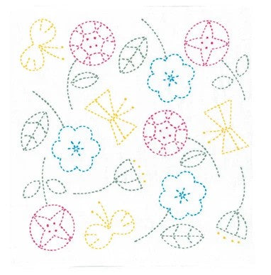 SASHIKO SAMPLER KIT HAPPY FLOWERS & BUTTERFLIES