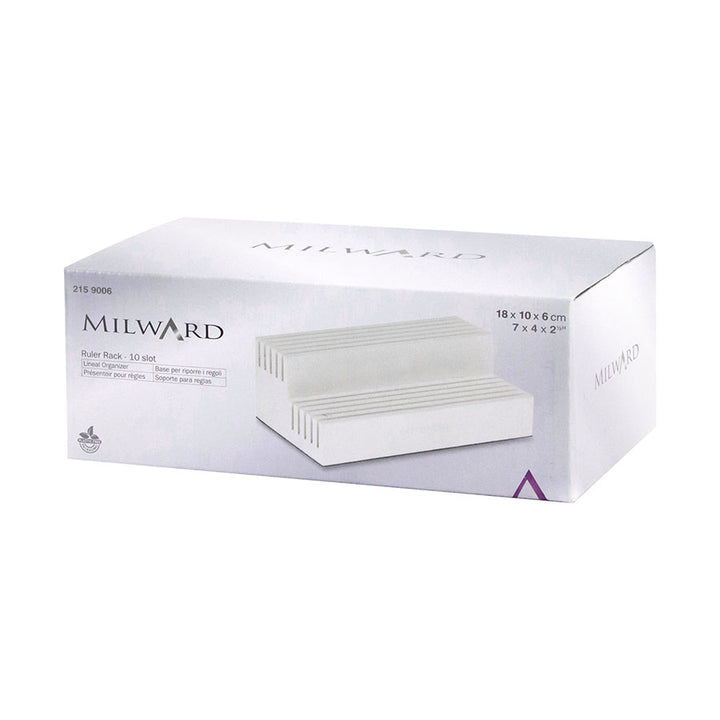 MILWARD RULER RACK 10 SLOTS PINE WOOD WHITE 