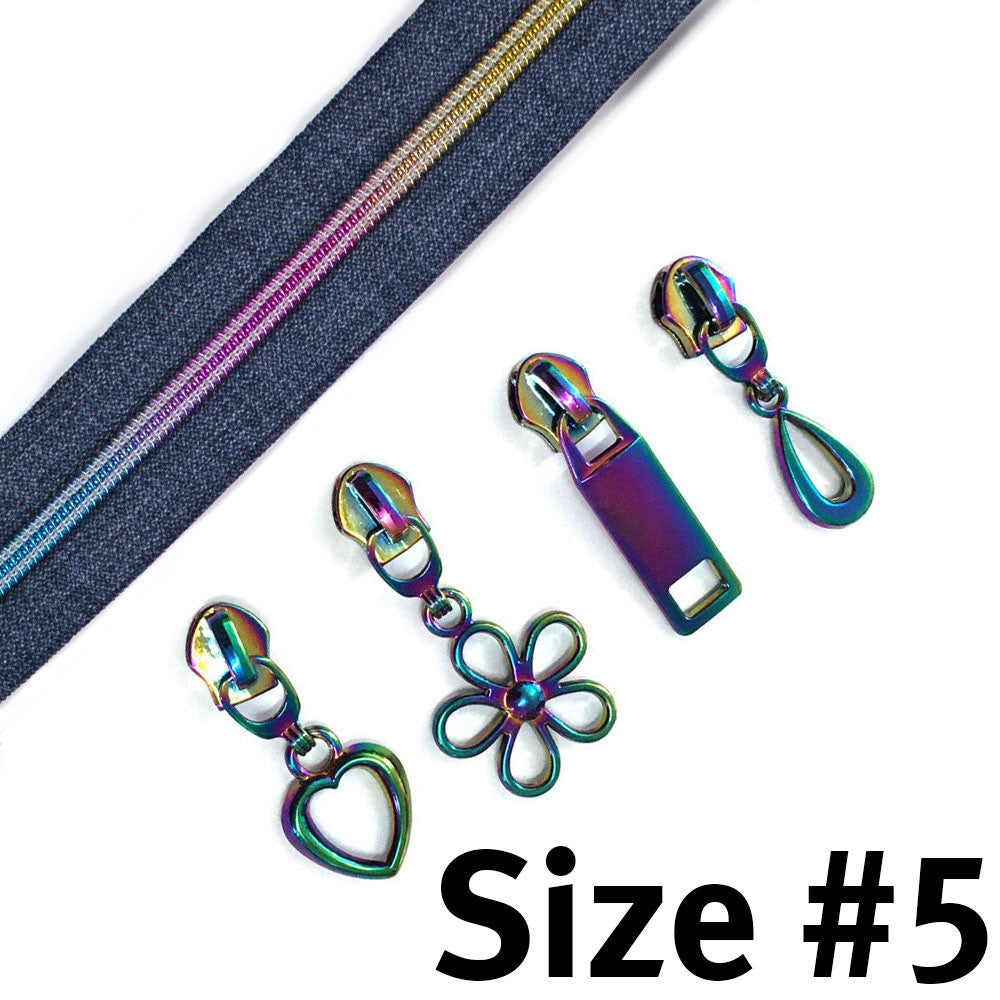 VD #5 HANDBAG ZIPPER DENIM 3M RAINBOW W/8 PULLS
