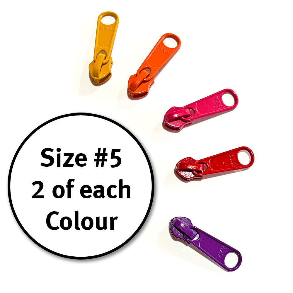 VD YKK #5 NON LOCKING ZIPPER SLIDER 10 PK HOT BRIGHT 
