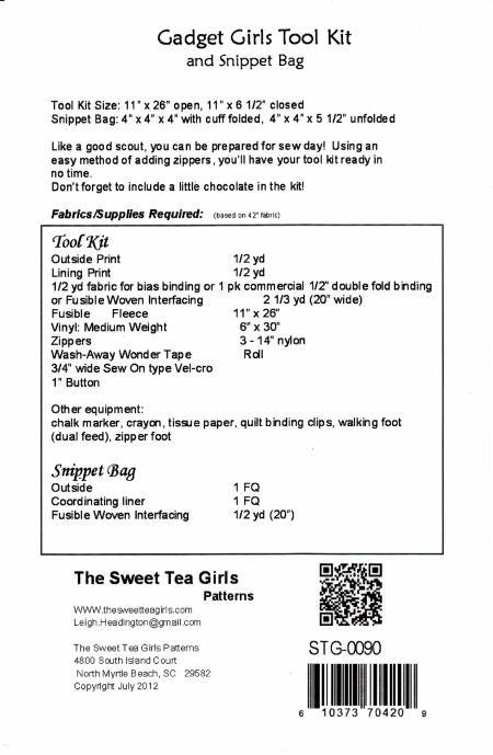 GADGET GIRLS TOOL KIT PATTERN