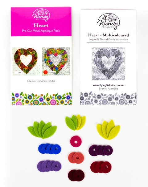 MERINO WOOL PRECUT FELT KITS PRECUT HEART [CL:MULTI]